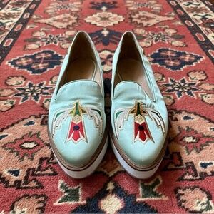 Australia Luxe Collective Embroidered Aztec Bird Slip-Ons